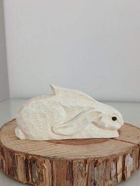 James Haddon Folk Art Carved Wood Bunny Rabbit 5" Artist Signed Vintage